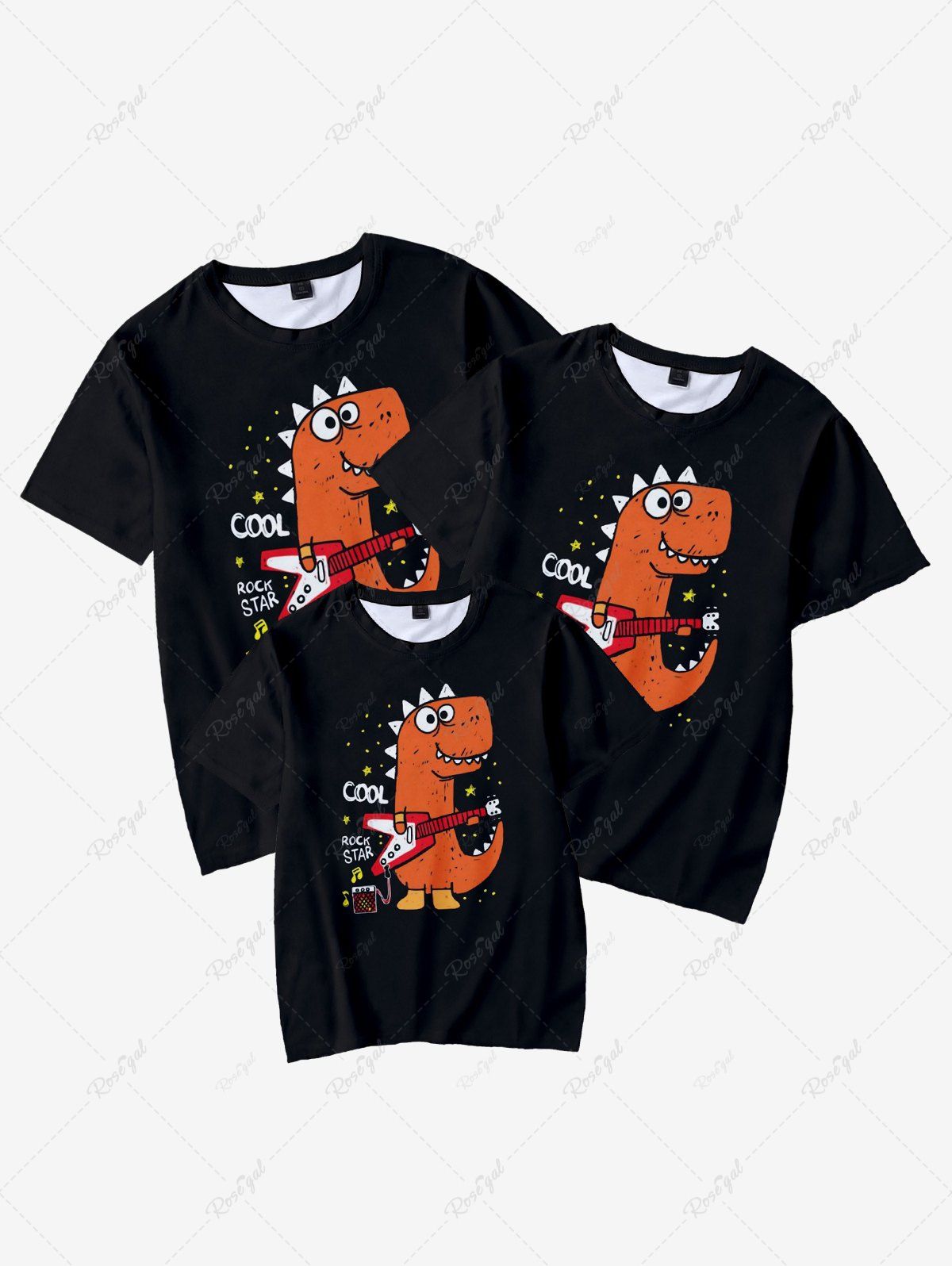 T-shirt Graphique à Imprimé Dinosaure Dessin Animé pour Enfants Noir 170