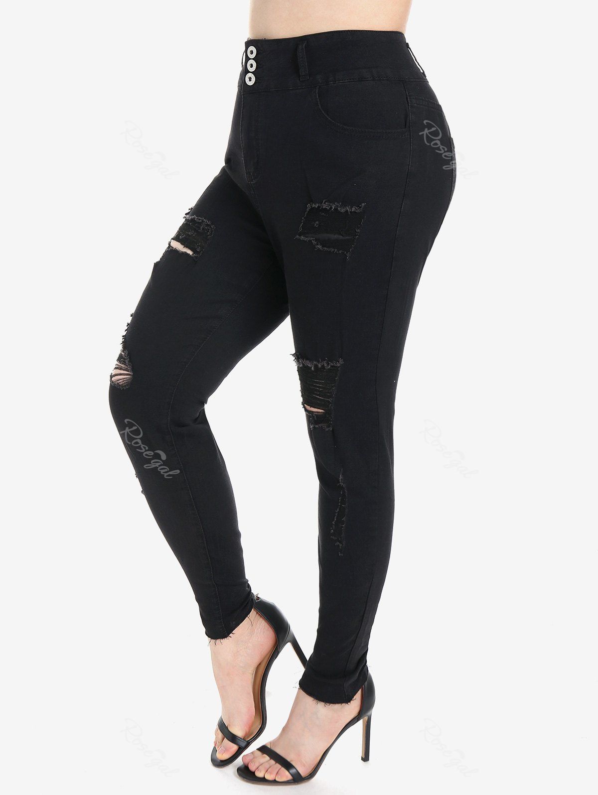 Outfits Plus Size Ripped Frayed Skinny Jeans  