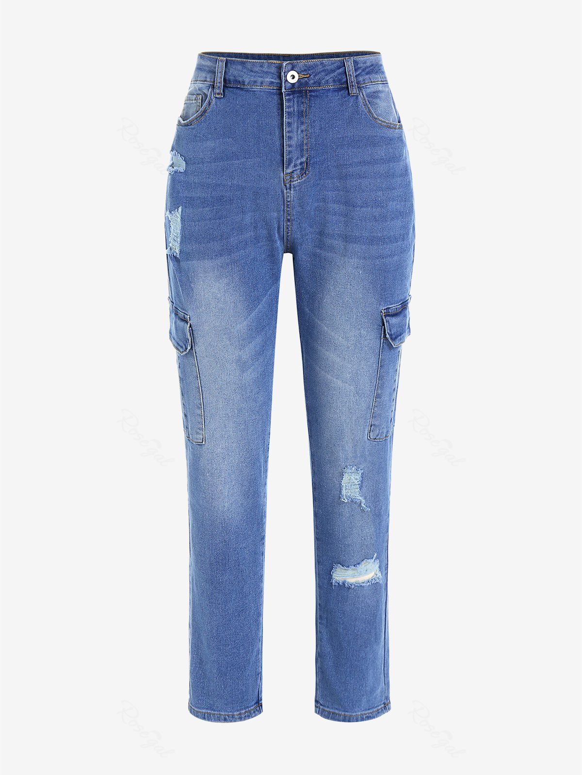 Sale Plus Size Ripped Pockets Jeans  