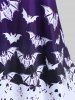 Ensemble T-shirt Halloween Moulant à Imprimé Chauve-souris et Legging à Taille Haute de Grande Taille - Pourpre  