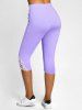 High Rise Lace Applique Capri Leggings -  