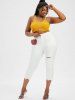 Plus Size & Curve Ripped Raw Hem Tapered Cropped Jeans -  