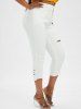 Plus Size & Curve Ripped Raw Hem Tapered Cropped Jeans -  
