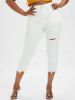 Plus Size & Curve Ripped Raw Hem Tapered Cropped Jeans -  