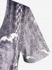 Plus Size 3D Denim Skeleton Pumpkin Print Halloween Tee -  