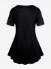 T-Shirt à Imprimé Patte de Boutonnage et Inscription LOVE Style Graphique Grande-Taille - Noir 5x | US 30-32