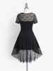 Vintage Gothic Skull Lace Panel High Low Midi Dress -  