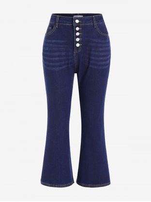 Plus Size Button Fly Flare Jeans