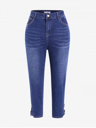 Plus Size Crisscross Faded Ninth Jeans