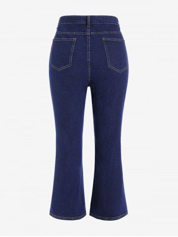 Plus Size Button Fly Flare Jeans