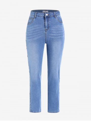 Plus Size Light Wash Studded Skinny Jeans