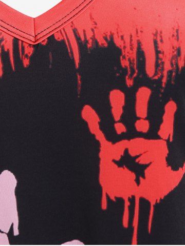 Plus Size Crisscross Bloody Handprint Halloween Dress