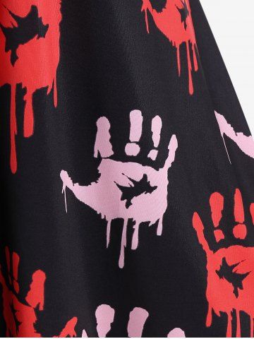 Plus Size Crisscross Bloody Handprint Halloween Dress