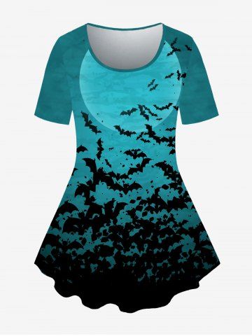 Camiseta Talla Extra Estampado Murciélago Luna - GREEN - 1X | US 14-16