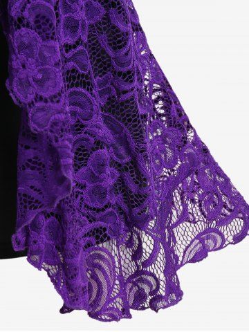 Plus Size Sheer Lace Cardigan and Ruched Tank Top Set