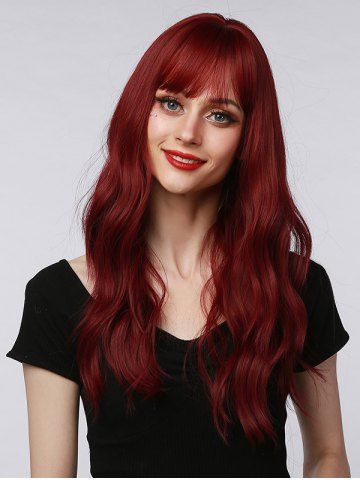 See-through Bang Long Wavy Halloween Party Synthetic Wig (Without Accessory) - RED WINE - 22INCH