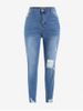 Plus Size Ripped Destroyed Frayed Hem Mom Jeans -  