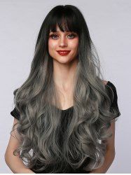 Halloween Christmas Gray Gradient Long Wavy Synthetic Wig (Without Accessory) -  