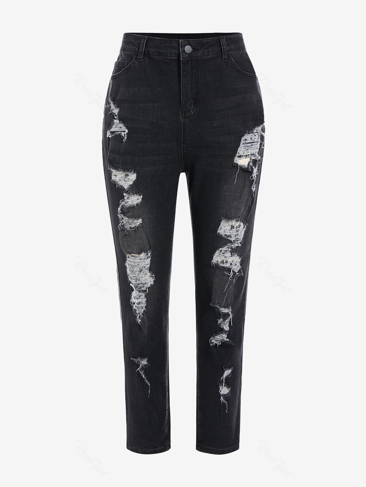 Latest Plus Size Distressed High Waisted Jeans  