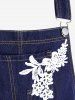 Plus Size & Curve Flower Applique Pocket Frayed Denim Overall Shorts -  
