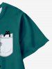 T-shirt Décontracté à Imprimé 3D Chat avec Poche pour Enfant - Vert profond 170