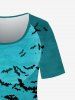 T-shirt D'Halloween à Imprimé Chauve-souris de Grande Taille - Vert M | US 10