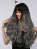 Halloween Christmas Gray Gradient Long Wavy Synthetic Wig (Without Accessory) -  