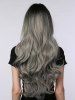 Halloween Christmas Gray Gradient Long Wavy Synthetic Wig (Without Accessory) -  