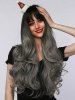 Halloween Christmas Gray Gradient Long Wavy Synthetic Wig (Without Accessory) -  
