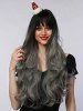 Halloween Christmas Gray Gradient Long Wavy Synthetic Wig (Without Accessory) -  