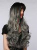 Halloween Christmas Gray Gradient Long Wavy Synthetic Wig (Without Accessory) -  