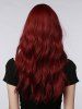 Perruque Synthétique Longue Ondulée avec Frange en Air pour Fête D'Halloween (Sans accessoire) - Rouge Vineux Ensemble de 1 Pièce 22 pouces