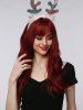 Perruque Synthétique Longue Ondulée avec Frange en Air pour Fête D'Halloween (Sans accessoire) - Rouge Vineux Ensemble de 1 Pièce 22 pouces