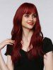 Perruque Synthétique Longue Ondulée avec Frange en Air pour Fête D'Halloween (Sans accessoire) - Rouge Vineux Ensemble de 1 Pièce 22 pouces