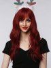Perruque Synthétique Longue Ondulée avec Frange en Air pour Fête D'Halloween (Sans accessoire) - Rouge Vineux Ensemble de 1 Pièce 22 pouces