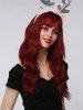 Perruque Synthétique Longue Ondulée avec Frange en Air pour Fête D'Halloween (Sans accessoire) - Rouge Vineux Ensemble de 1 Pièce 22 pouces