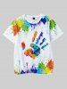 T-shirt à Imprimé Peinture Eclaboussée Palmier à Manches Courtes pour Enfant - Blanc 170