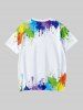 T-shirt à Imprimé Peinture Eclaboussée Palmier à Manches Courtes pour Enfant - Blanc 170