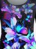 Plus Size Butterfly Floral Print Tee -  
