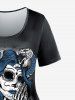 T-shirt Gothique à Imprimé Rose et Sorcière - Noir L | États-Unis 12