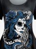T-shirt Gothique à Imprimé Rose et Sorcière - Noir 2X | US 18-20