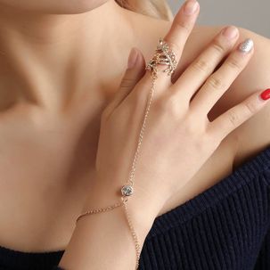 Leaf Chain Finger Ring Bangle Bracelet
