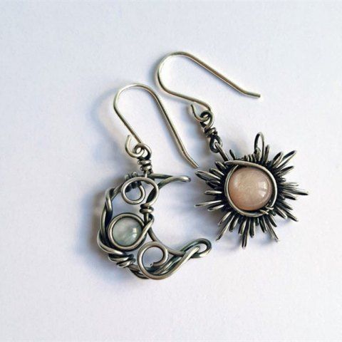 Vintage Sun Moon Drop Earrings