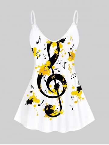 Plus Size Paint Splatter Notes Printed Tank Top - WHITE - XL