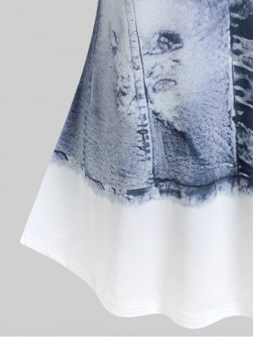 Plus Size Short Sleeve 3D Denim Print Tee