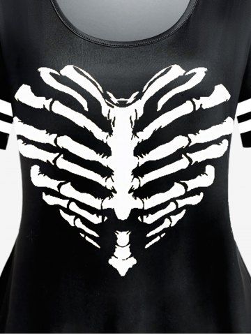Halloween Gothic Skeleton Heart Print Tee
