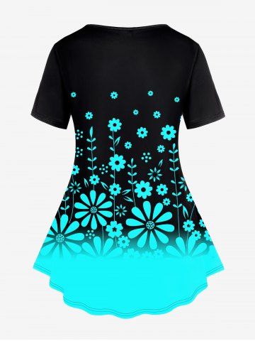 Plus Size Colorblock Floral Print Tee