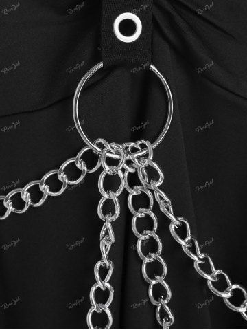 Plus  Size Gothic O Ring Chains Handkerchief Tank Top