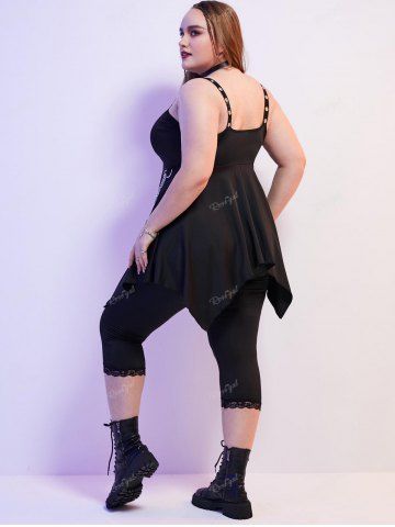 Plus  Size Gothic O Ring Chains Handkerchief Tank Top