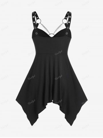 Plus  Size Gothic O Ring Chains Handkerchief Tank Top
